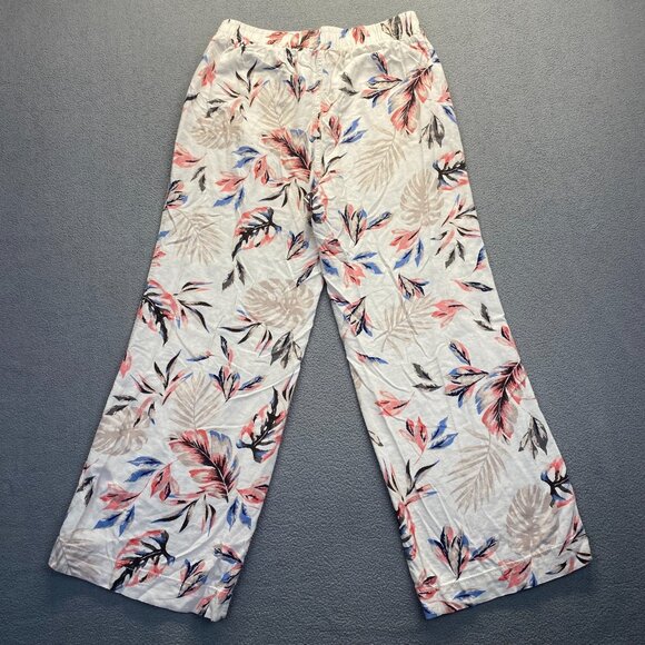 Linen‎ Floral Pants Womens Size L Multicolor Pockets Wide Leg,Elastic Waist - Picture 2 of 9